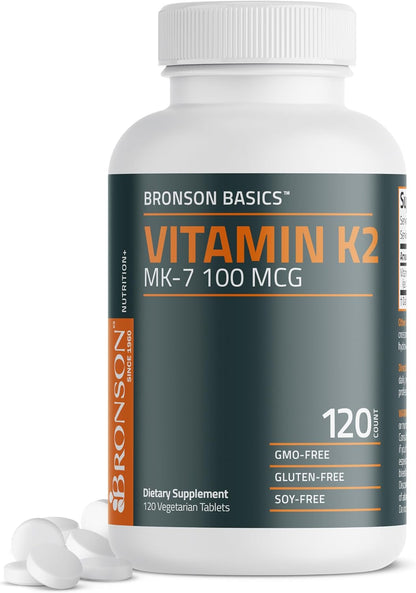 Bronson Vitamin K2 MK-7 100 mcg, 120 Tablets - Bone Health Support