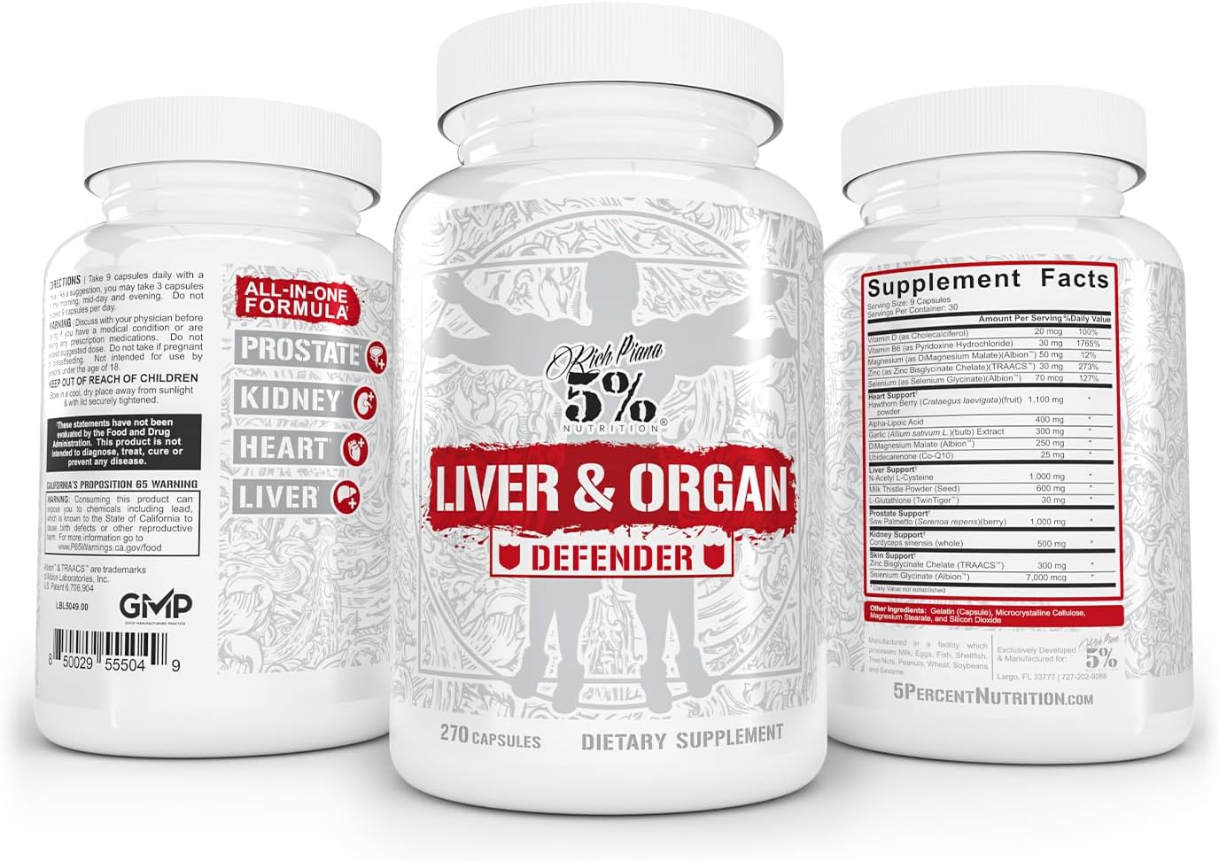 Rich Piana 5% Nutrition Liver & Organ Defender Cycle Support Plus NAC - görsel 7