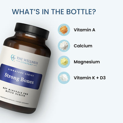 The Wellness Company Strong Bones | 60 Capsules (1-Month Supply) | Made with Key Minerals to Help Build Bone Strength | Non-GMO, Vegan, Gluten-free | for Supporting Bone Strength and Health
