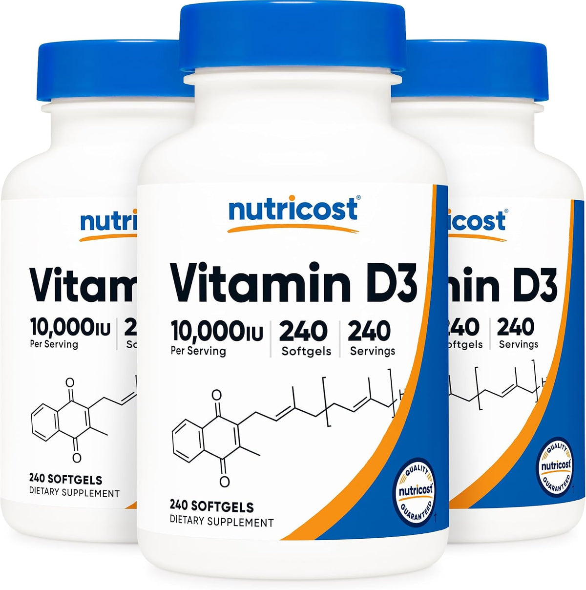Nutricost Vitamin D3 10,000 IU, 240 Softgels (3 Pack) - görsel 1