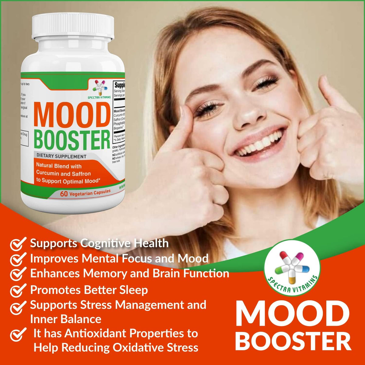 Spectra Vitamins Mood Booster - 60 Capsules - görsel 4