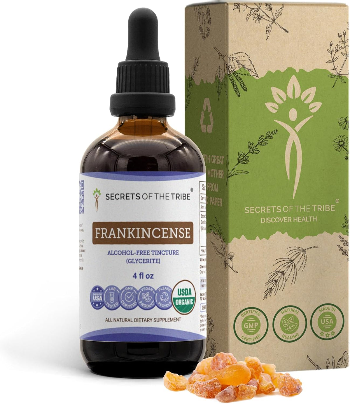 Secrets of the Tribe Frankincense Organic | Alcohol-Free Extract, High-Potency Herbal Drops, Immune Support, Positive Mood | Made from 100% Certified Organic Frankincense (Boswellia Resin) 120 ml - görsel 1