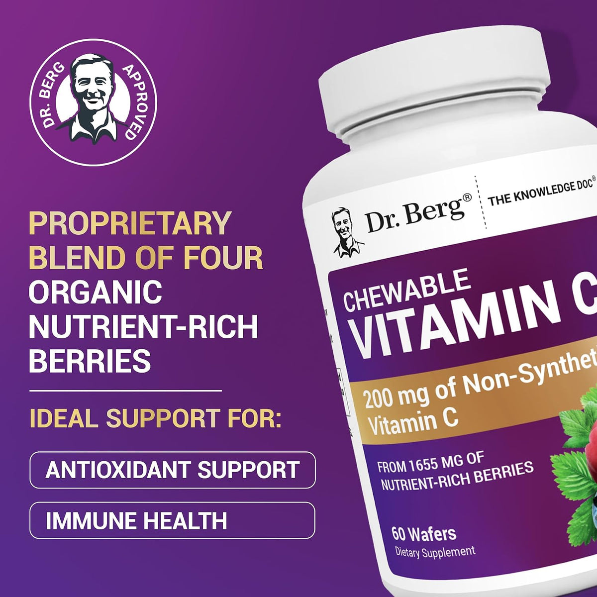Dr. Berg Chewable Vitamin C Complex – Organic Berry Vitamin C Wafers - görsel 3