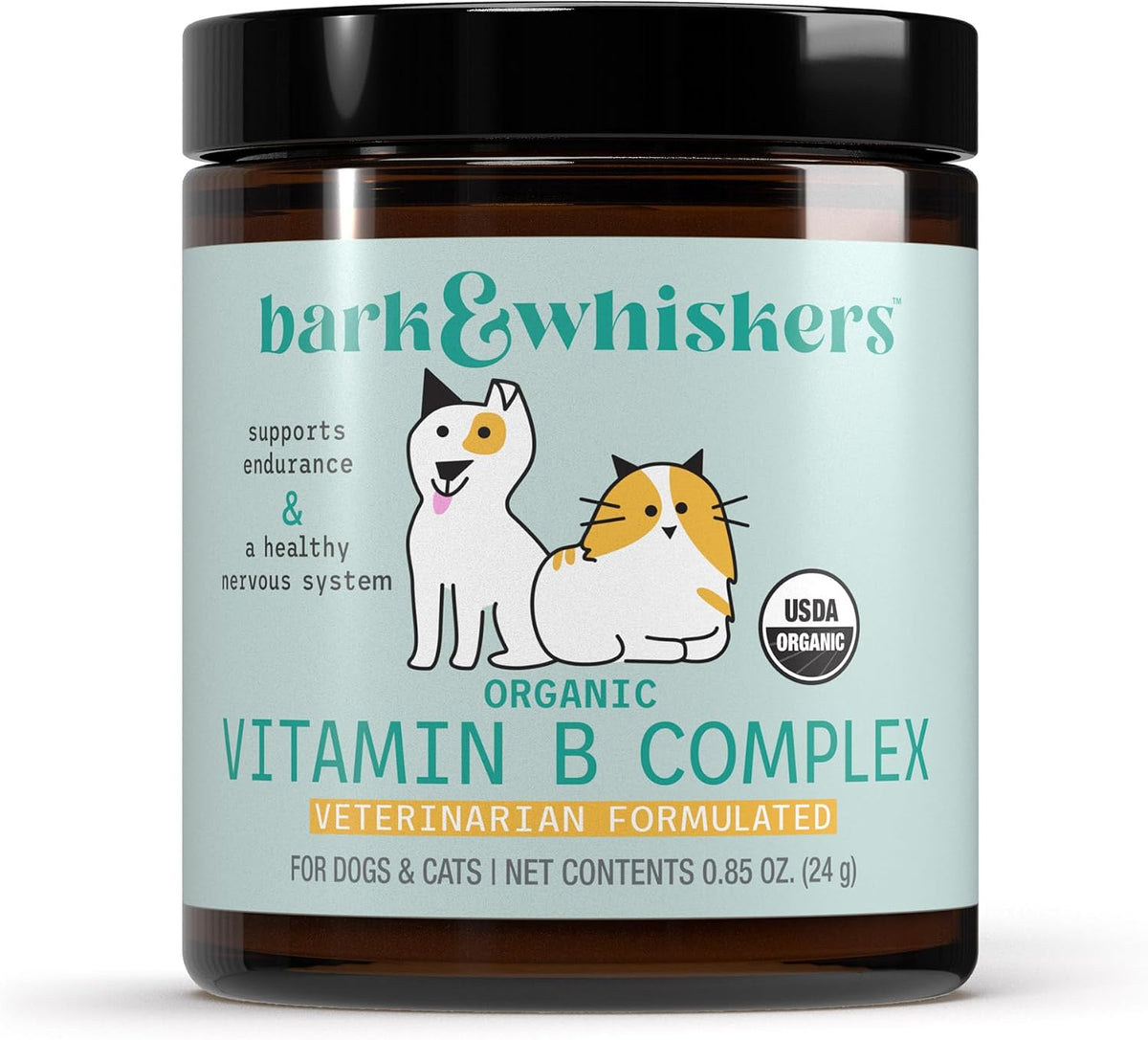 Bark & Whiskers Organic Vitamin B Complex - B Vitamins for Normal Energy & Nervous System Function in Cats & Dogs - Certified Organic - 24 g - görsel 1