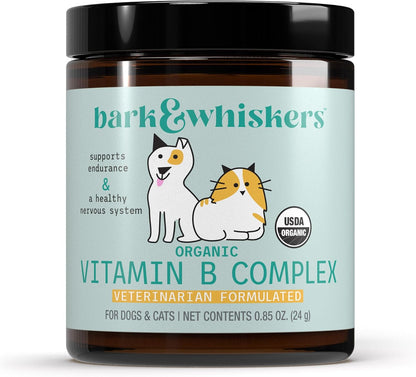 Bark & Whiskers Organic Vitamin B Complex - B Vitamins for Normal Energy & Nervous System Function in Cats & Dogs - Certified Organic - 24 g