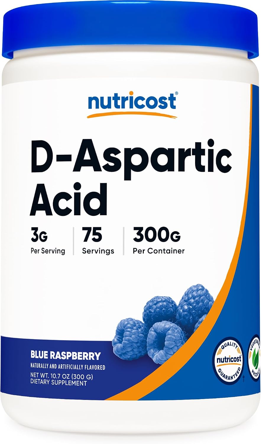 Nutricost D-Aspartic Acid (DAA) Powder – Blue Raspberry, 300g - görsel 1