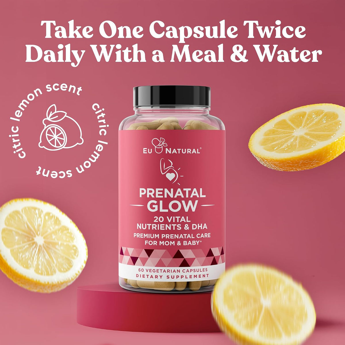 Eu Natural Glow Prenatal Vitamins for Women - 20-in-1 Prenatal Multivitamin with Folate & Vegan DHA - Supports Healthy Pregnancy, Foetal Development & Mum’s Comfort - 120 Vegetarian Capsules - görsel 7