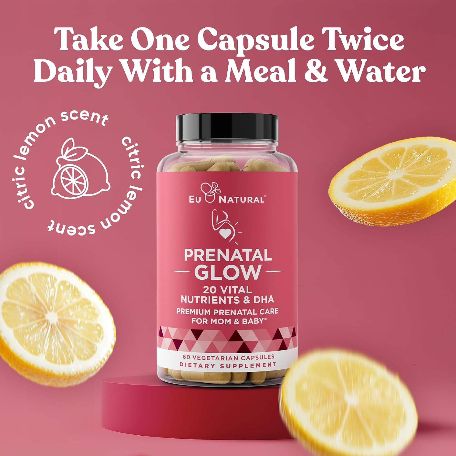 Eu Natural Glow Prenatal Vitamins for Women - 20-in-1 Prenatal Multivitamin with Folate & Vegan DHA - Supports Healthy Pregnancy, Foetal Development & Mum’s Comfort - 120 Vegetarian Capsules - görsel 7