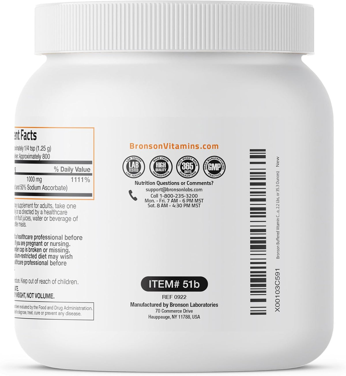 Bronson Buffered Vitamin C Powder – Ascorbic Acid with Sodium Ascorbate, 1 kg - görsel 4