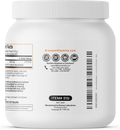 Bronson Buffered Vitamin C Powder – Ascorbic Acid with Sodium Ascorbate, 1 kg