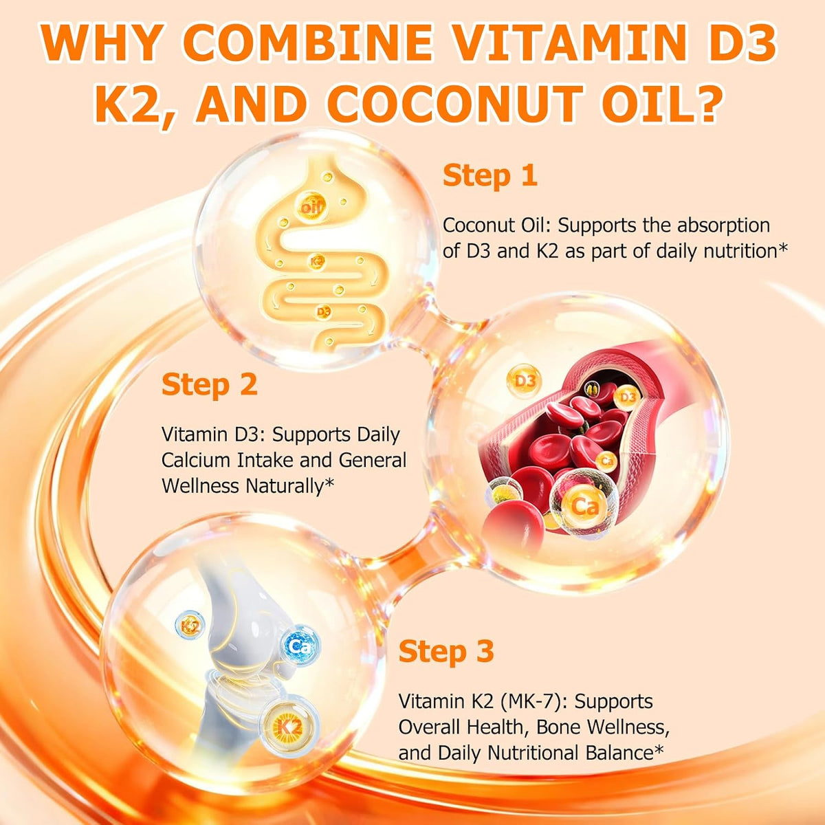 Newseel Vitamin D3 & K2 Supplement with Coconut Oil, 240 Soft gel capsules - görsel 3