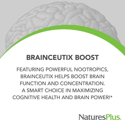 Nature's Plus BrainCeutix Boost Ginkgo Plus Brain Supplement for Memory and Focus, 90 Capsules