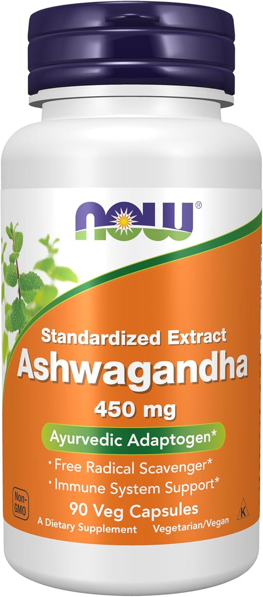 NOW Supplements, Ashwagandha (Withania somnifera) 450 mg, 90 Veg Capsules