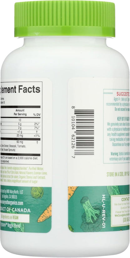 MaryRuth's Super Greens | Naturally-Occurring Quercetin | Spirulina | Broccoli Root | Kale Leaf | Sugar-Free Gummies for Adults and Kids Ages 4+ | 2g Fibre | Vegan | 60 Gummies