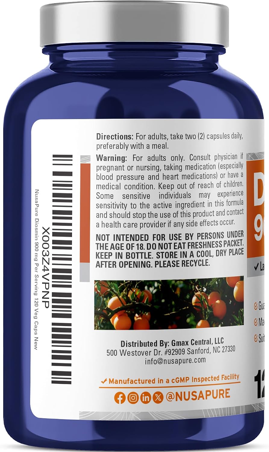 NusaPure Diosmin 900mg per Serving - 120 Vegan Capsules (Non-GMO) - görsel 3