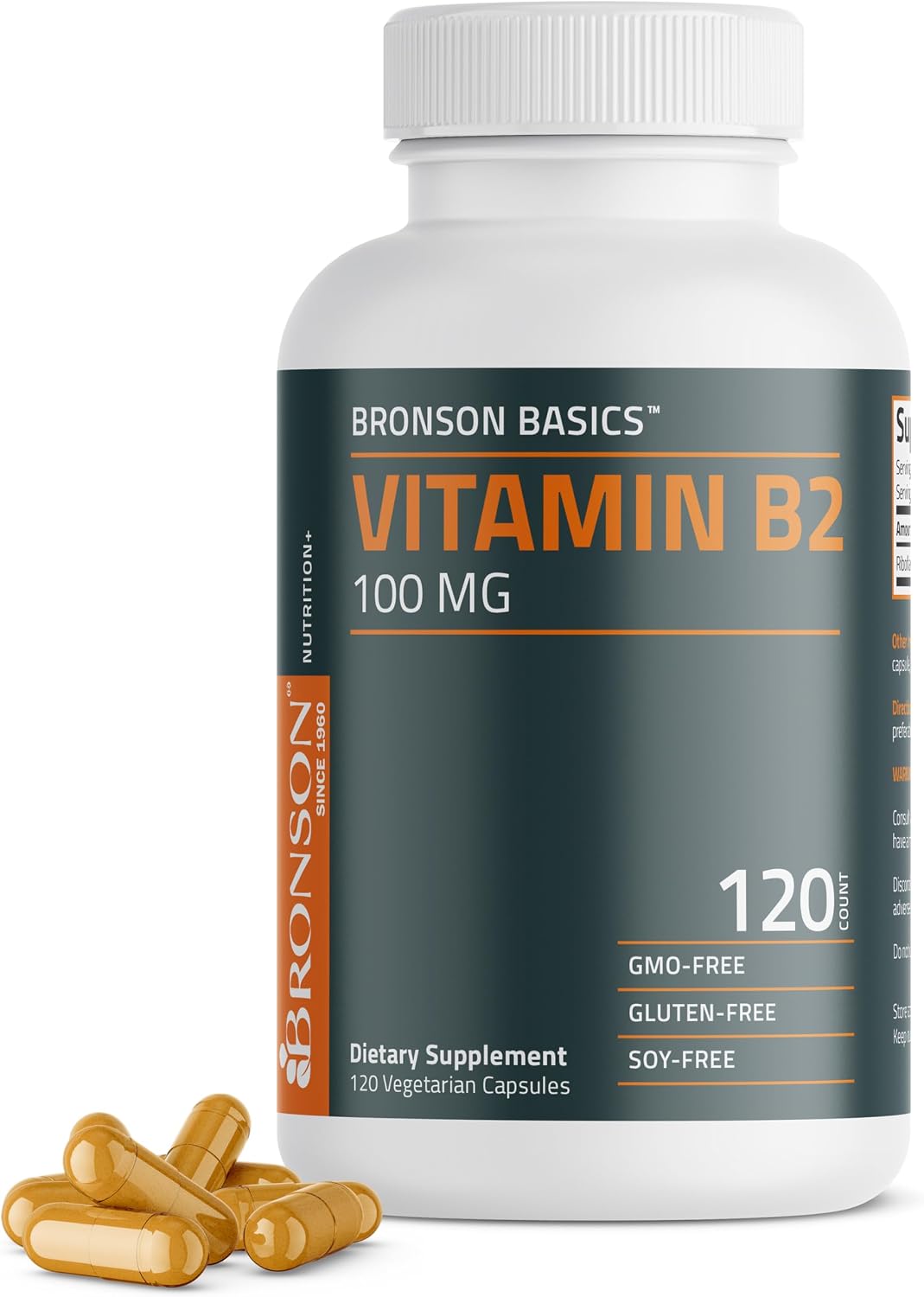 Bronson Vitamin B2 (Riboflavin) 100mg, 120 Vegetarian Capsules - görsel 1
