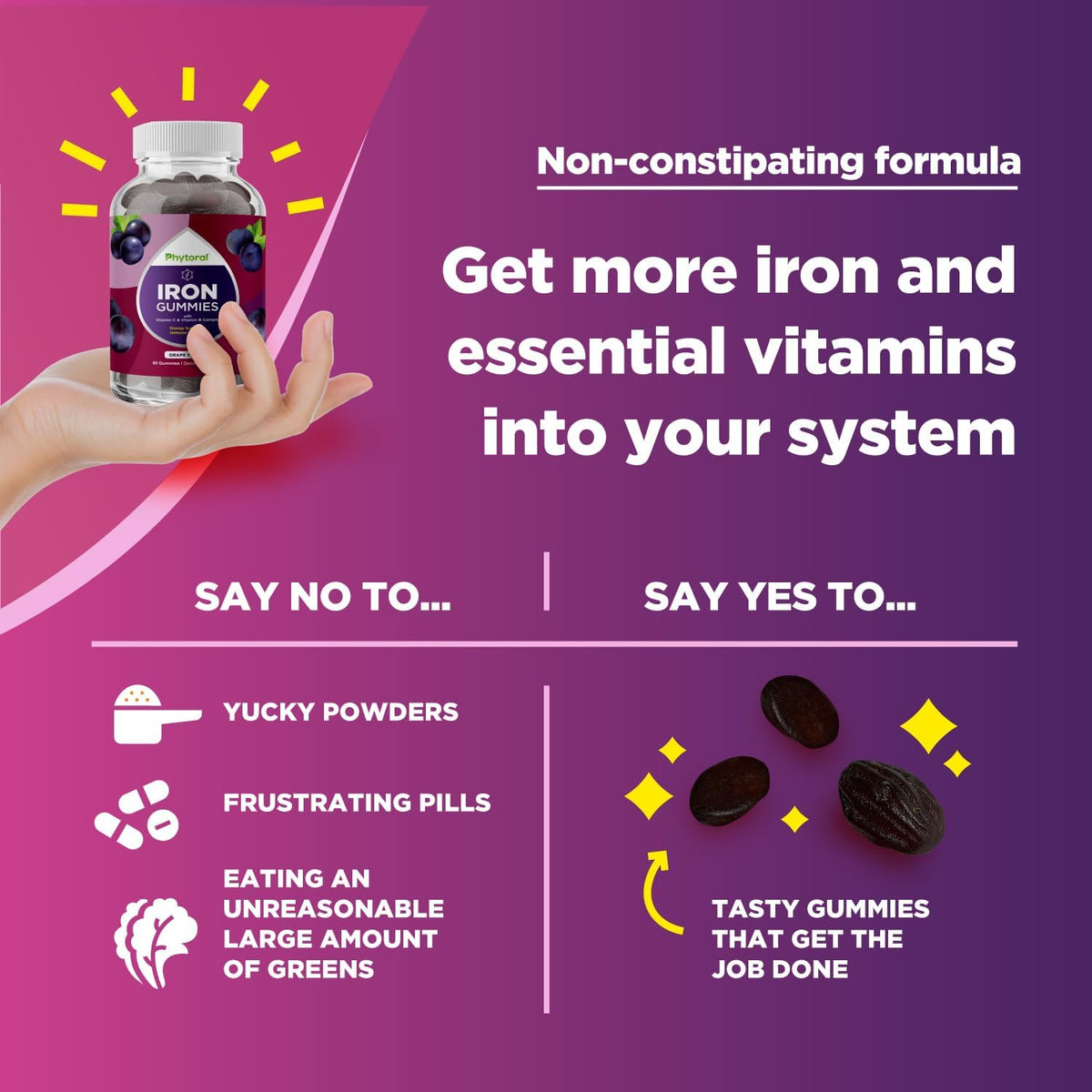 Natural Multivitamin with Iron Gummies for Adults - 60 Gummies - görsel 7