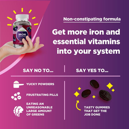Natural Multivitamin with Iron Gummies for Adults - 60 Gummies