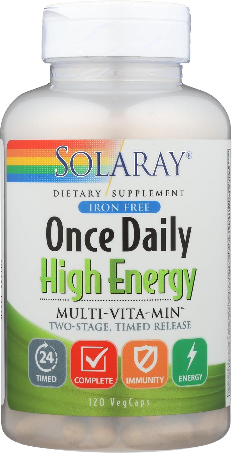 SOLARAY High Energy Multivitamin, No Iron, Timed-Release, Wholefood & Herb Base, 120 VegCaps - görsel 4