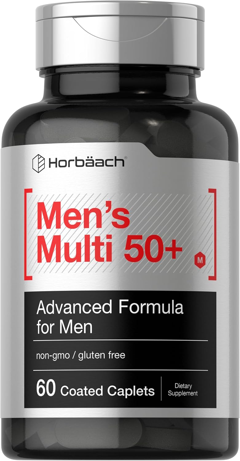 Horbäach Men's Multivitamins 50 Plus | 60 Caplets | Advanced Formula for Men Over 50 | Non-GMO & Gluten-free - görsel 1