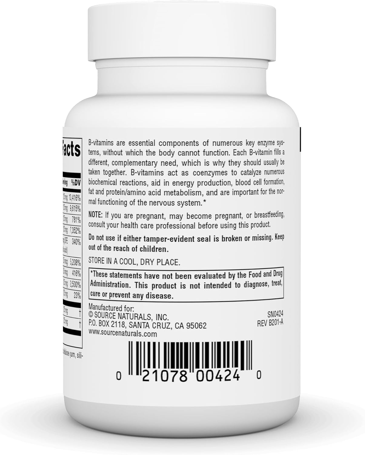 Source Naturals B-125, 125 mg B-Vitamins for Energy Metabolism Support - 30 Tablets - görsel 3