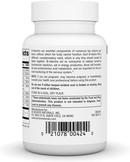 Source Naturals B-125, 125 mg B-Vitamins for Energy Metabolism Support - 30 Tablets