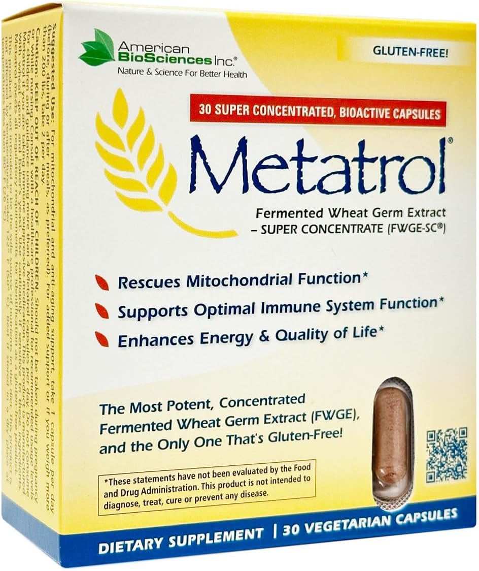 American BioSciences Metatrol Fermented Wheat Germ Extract – Immune & Mitochondrial Support – 60 Vegetarian Capsules - görsel 8