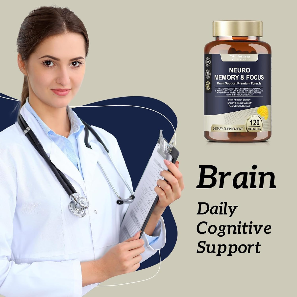 25 in 1 Brain Supplements for Memory and Focus - Nootropic Cognitive Support with L-Tyrosine, Bacopa Monnieri, Ginkgo Biloba, Alpha GPC - Non-GMO, Gluten-free - görsel 7