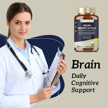 25 in 1 Brain Supplements for Memory and Focus - Nootropic Cognitive Support with L-Tyrosine, Bacopa Monnieri, Ginkgo Biloba, Alpha GPC - Non-GMO, Gluten-free