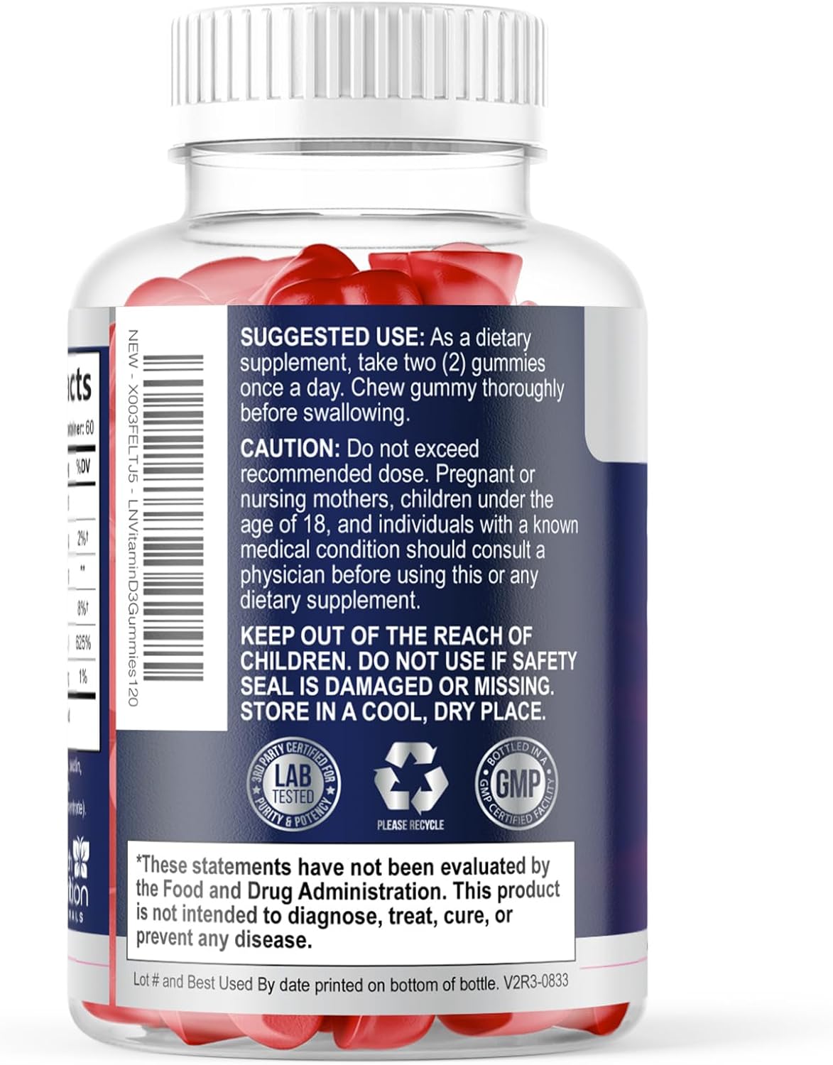 Health Nutrition Naturals Vitamin D3 Gummies 5000 IU – Contributes to Normal Immune Function and Bone Maintenance, Raspberry Flavoured, 120 Gummies - görsel 8