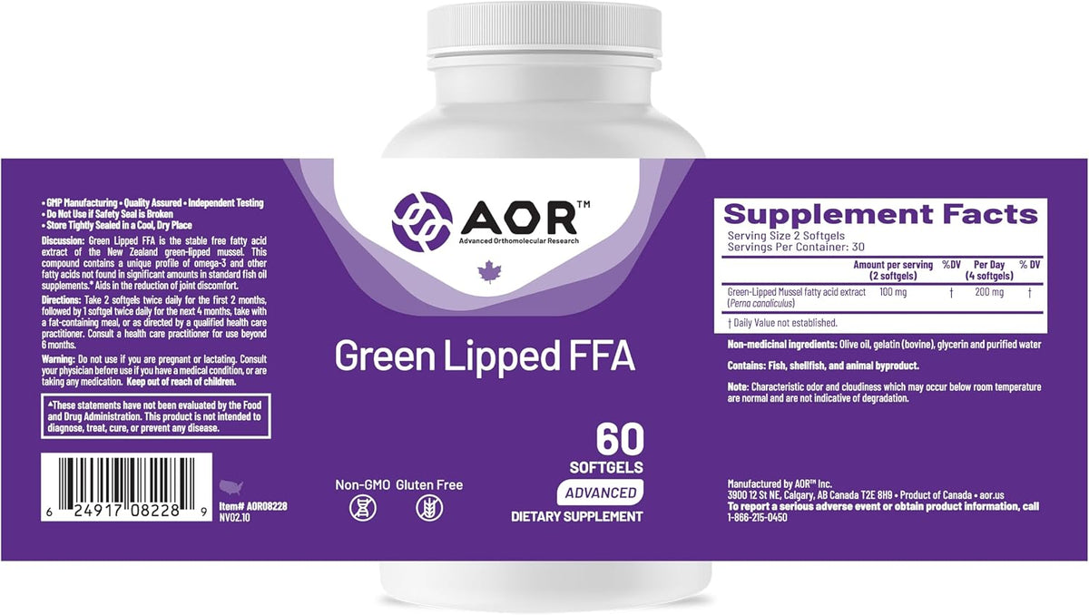 AOR Green Lipped FFA Mussel Omega-3 Softgels, 60 Capsules - görsel 9