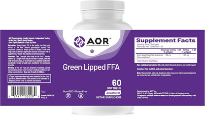 AOR Green Lipped FFA Mussel Omega-3 Softgels, 60 Capsules