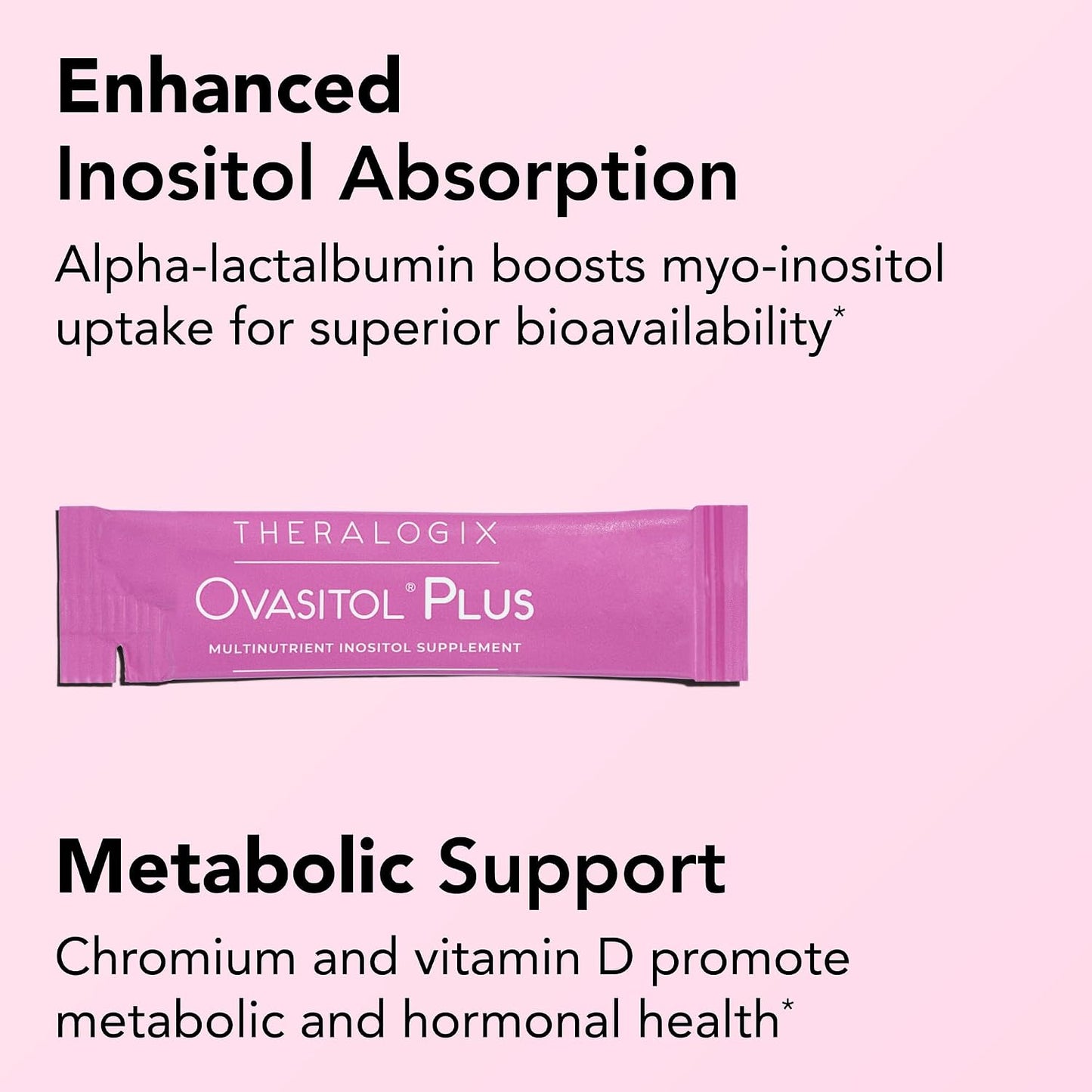Theralogix Ovasitol Plus Metabolic Health Supplement - Myo-Inositol & D-Chiro Inositol+Chromium Picolinate+Alpha-lactalbumin & Vitamin D - 90-Day Supply - Unflavoured - 180 Count - görsel 3