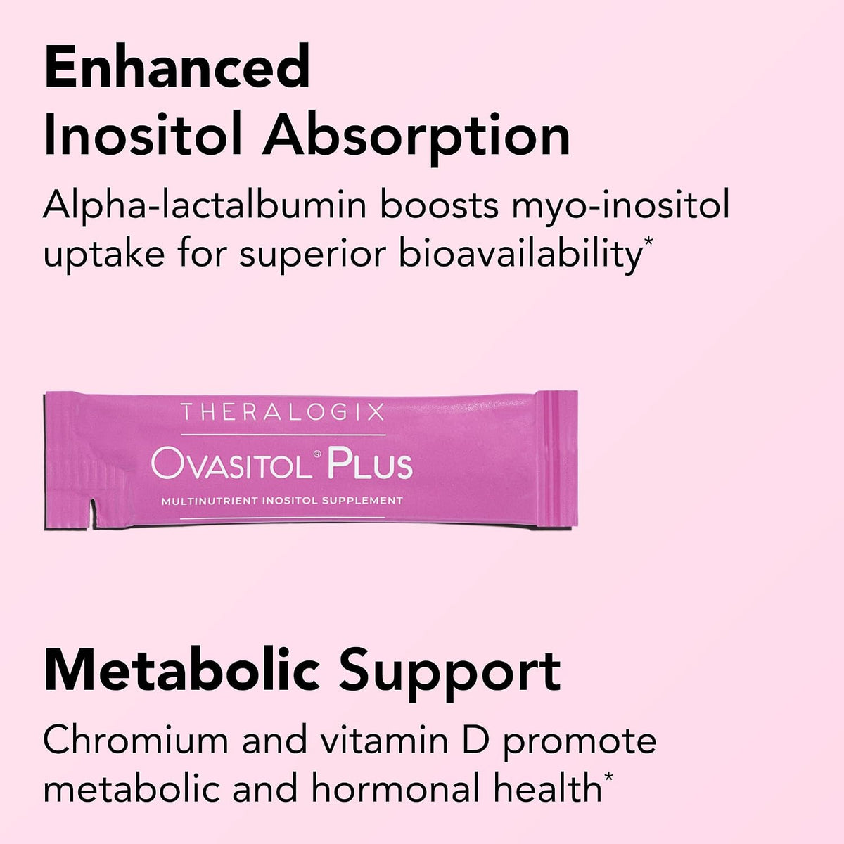 Theralogix Ovasitol Plus Metabolic Health Supplement - Myo-Inositol & D-Chiro Inositol+Chromium Picolinate+Alpha-lactalbumin & Vitamin D - 90-Day Supply - Unflavoured - 180 Count - görsel 3