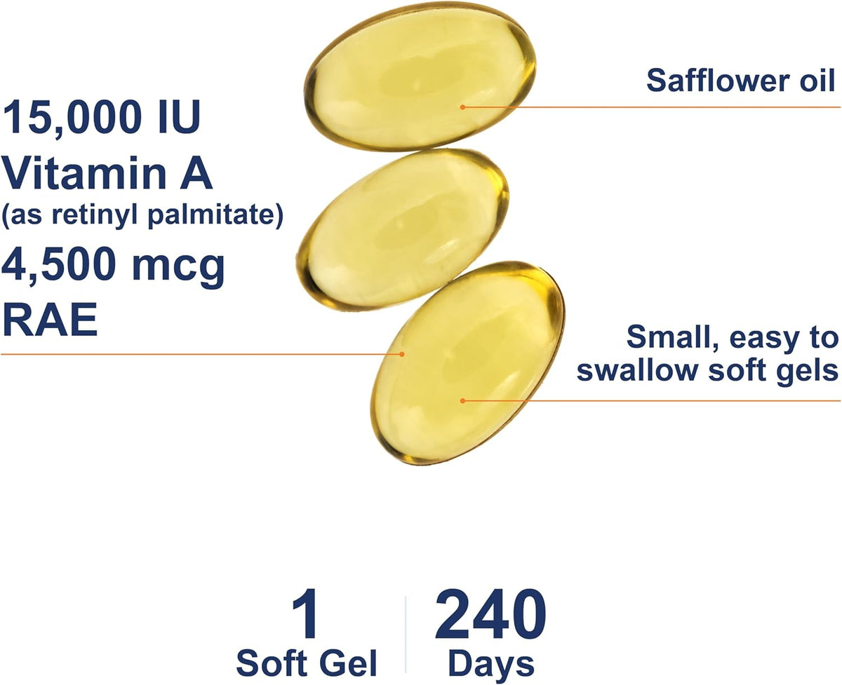 Carlson Vitamin A 15,000 IU (4,500 mcg RAE) Palmitate, 240 Softgels - görsel 3