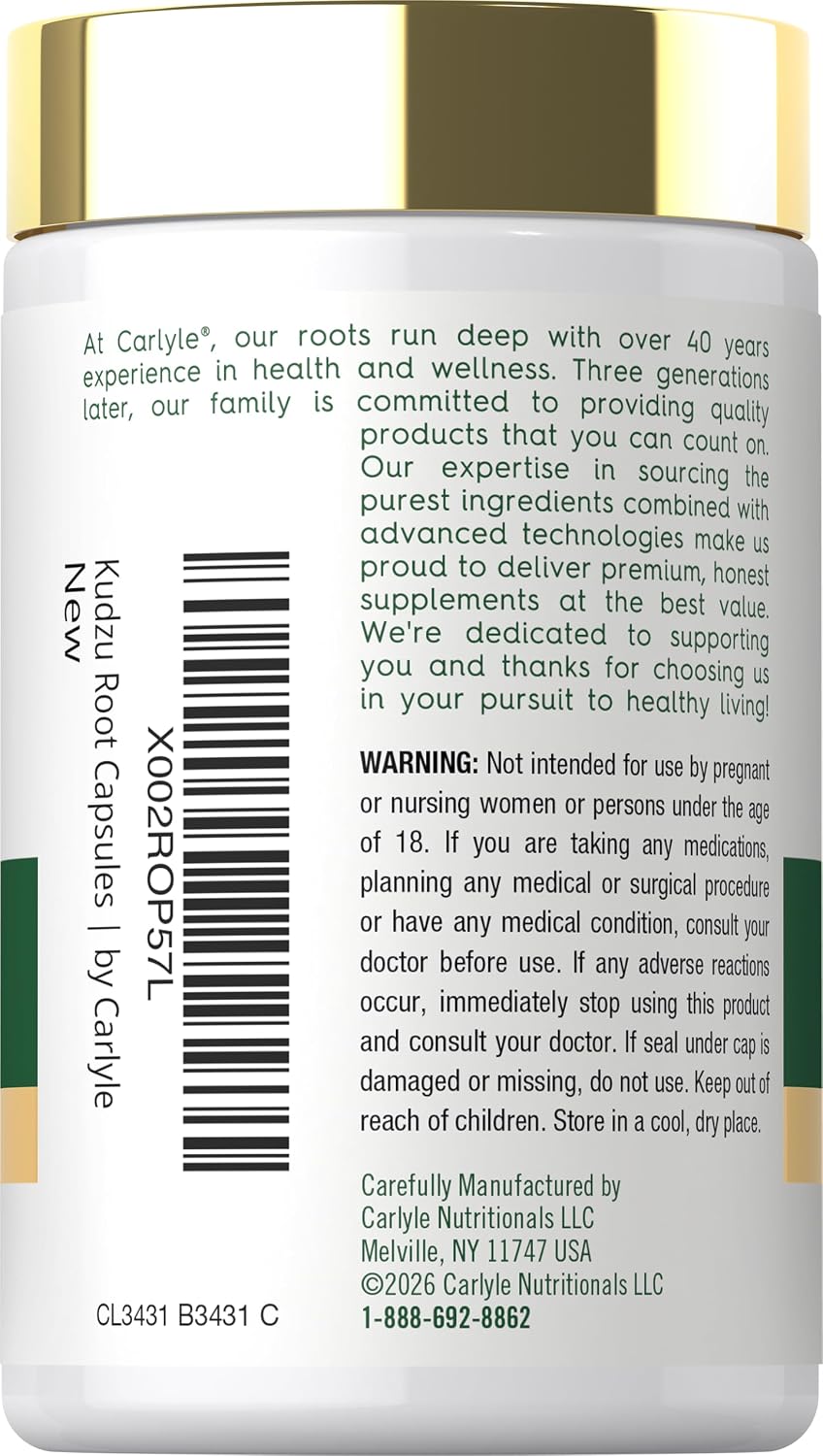 Carlyle Kudzu Root Extract 100 Capsules - Non-GMO, Gluten-free Herbal Supplement - görsel 3