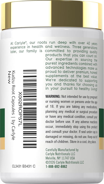 Carlyle Kudzu Root Extract 100 Capsules - Non-GMO, Gluten-free Herbal Supplement