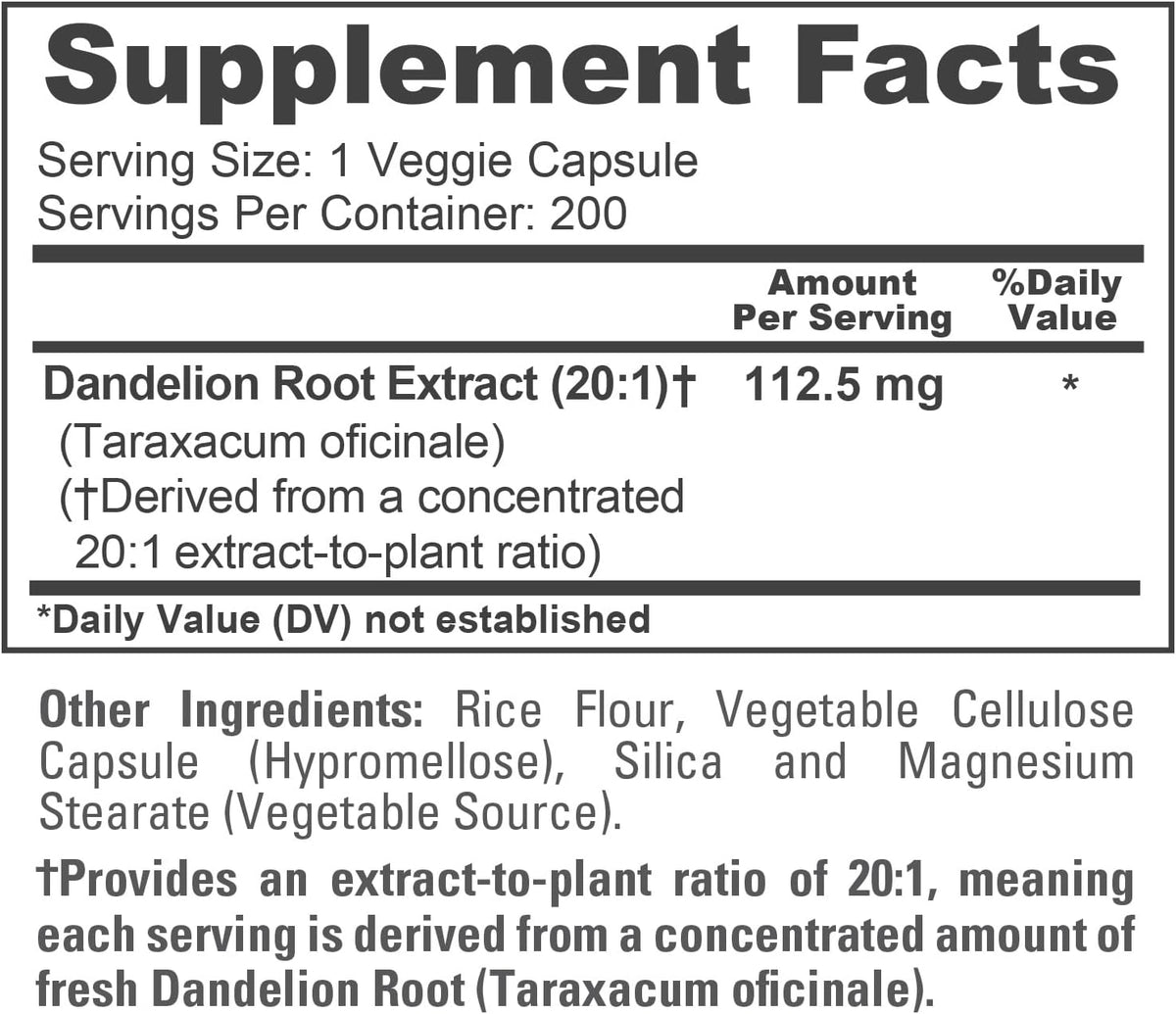 NusaPure Dandelion Root Capsules - 112.5 mg, 200 Vegan Capsules (Non-GMO, Vegan) - görsel 4
