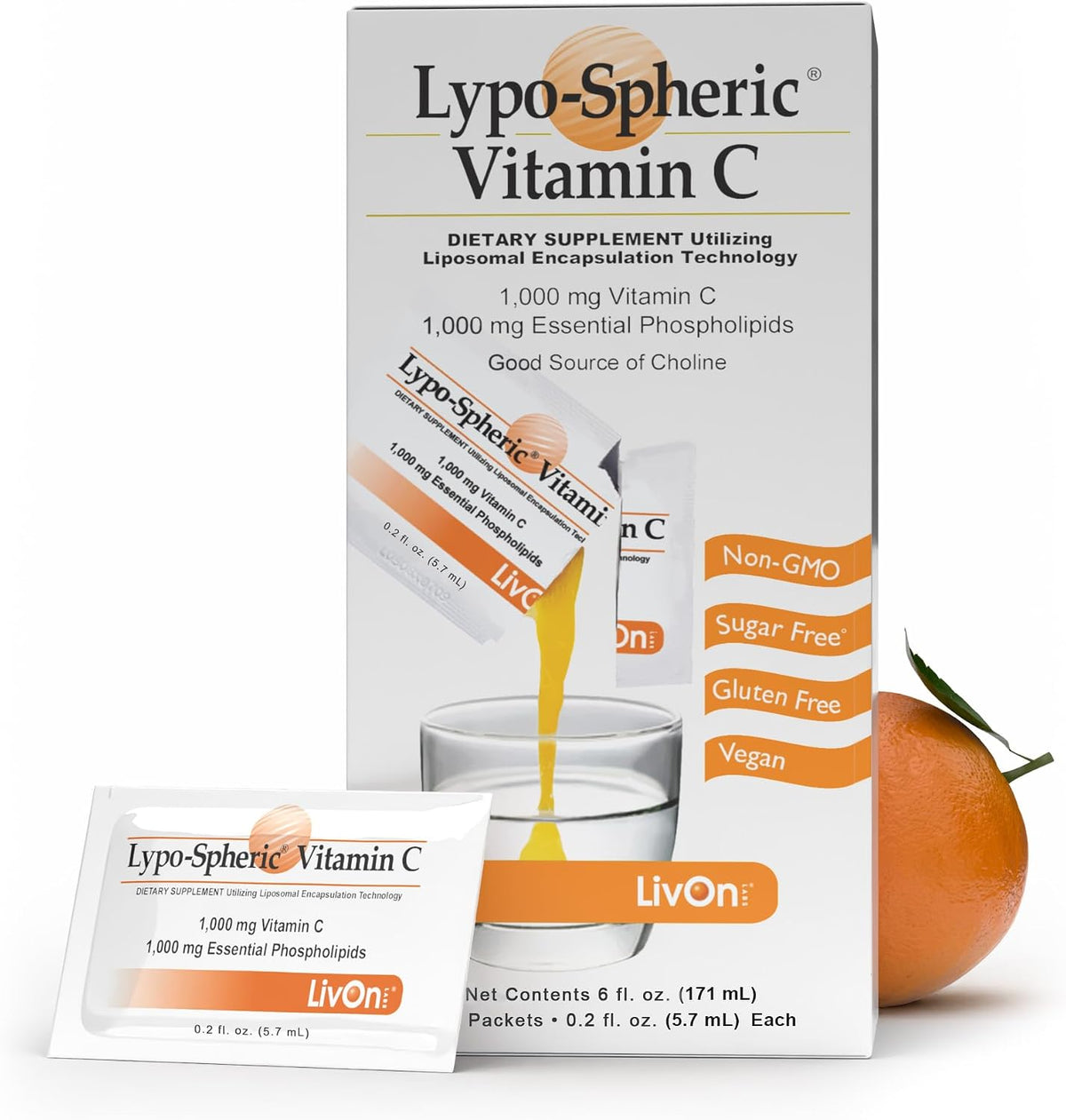 LivOn Laboratories Lypo-Spheric Vitamin C – 90 Sachets – 1,000 mg Vitamin C with Phospholipids – Liposomal Encapsulation for Enhanced Absorption – Non-GMO - görsel 8