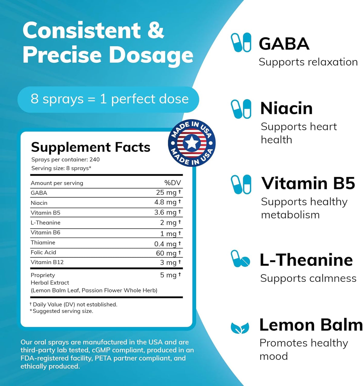Can-i Fresh Ultra Calm Stress Relief Spray – Fast-Acting Cortisol Reducer with GABA, L-Theanine & Niacin – Better Than – Image 4