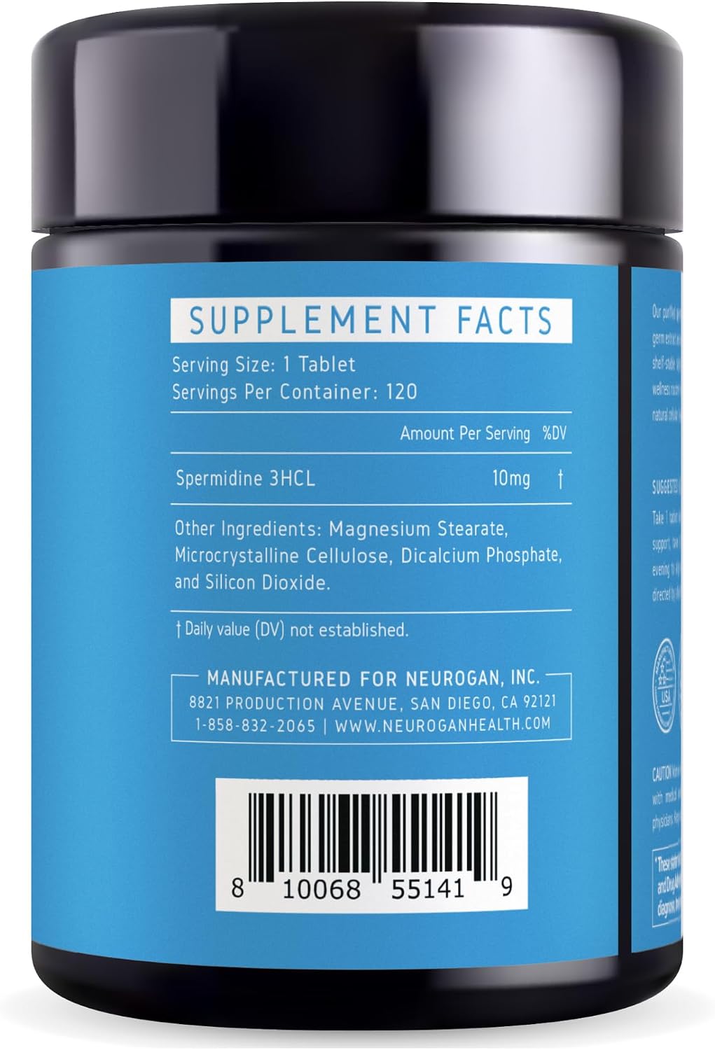 Neurogan Spermidine Supplement - 1200mg - 99% Pure - Cellular Health & Anti-Ageing - 10mg per Serving, 120 Capsules - görsel 2