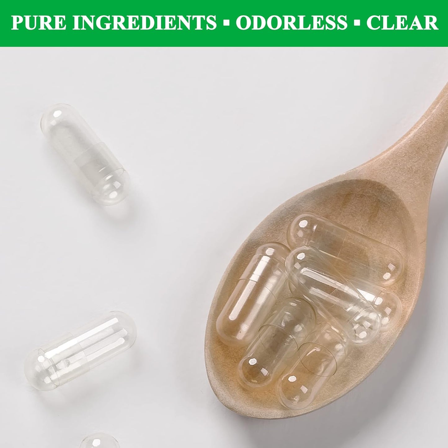 wananfu Size 0 Empty Capsules Vegetarian (1000 Count) Bundle with Micro Lab Spoon - görsel 2