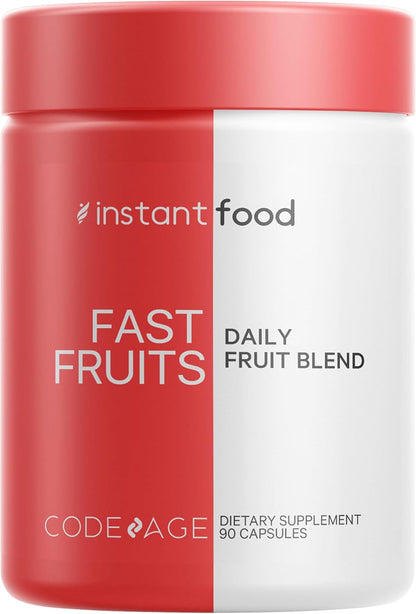 Codeage Instantfood Fast Fruits - Over 15 Fruit Powders Blend - Vegan Whole Food Multivitamin - Non-GMO - 90 Capsules