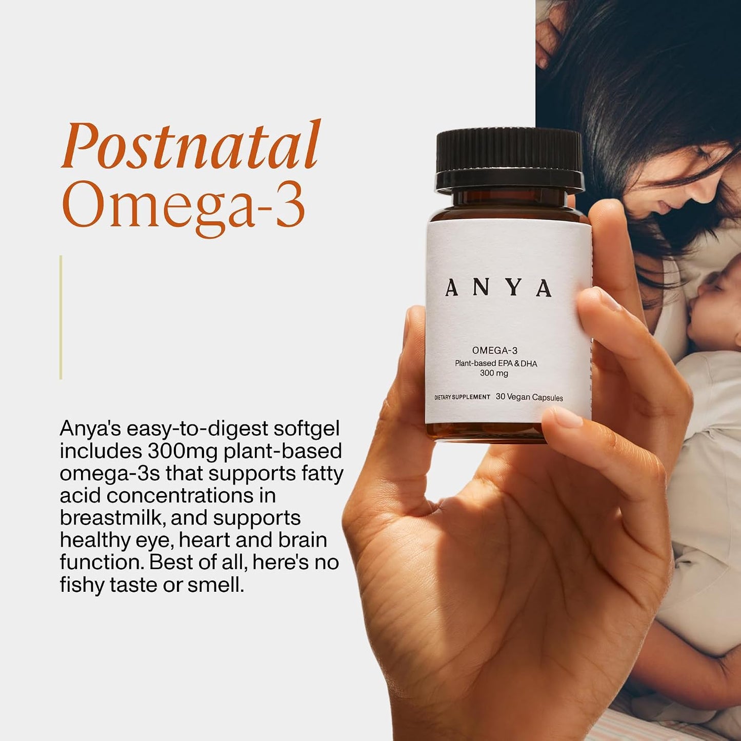 ANYA Omega-3 with 300mg DHA and EPA - Vegan Antenatal Postnatal Supplement for Breastfeeding and Lactation Support - görsel 2