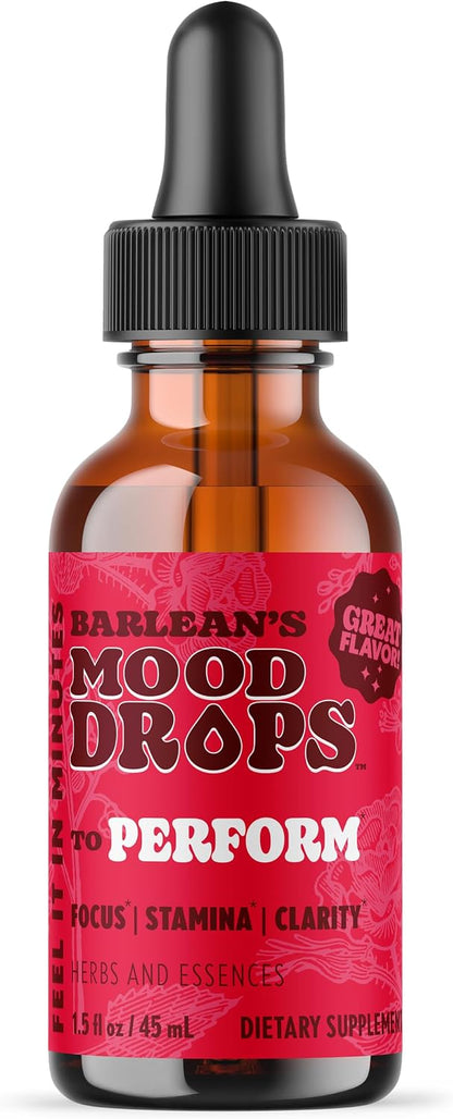 Barlean's Perform Mood Drops – L-Theanine & Shilajit Liquid Supplement, 44 ml
