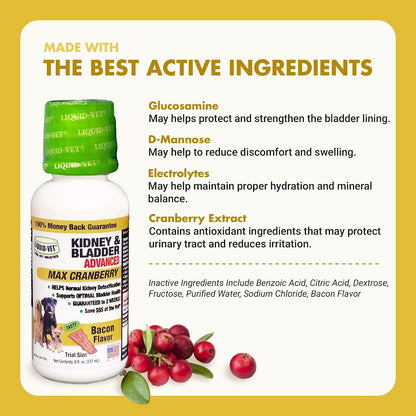Premium Easy-Dose Liquid for Dogs with Cranberry & D-Mannose – Comprehensive Kidney & Bladder Support