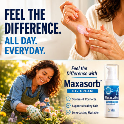 Vita Sciences Maxasorb Vitamin B12 Cream – Methylcobalamin 1000mcg Topical