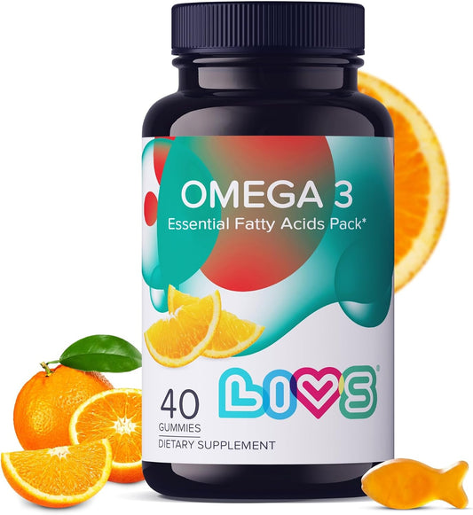 LIVS Vegan Omega-3 Gummies – Plant Based Omega-3 6 9 from Flaxseed Oil – Heart Health, Brain Function, Joint & Eye Support – No Fishy Aftertaste – Non-GMO, Pectin-Based, Kosher & Halal – 40 Gummies