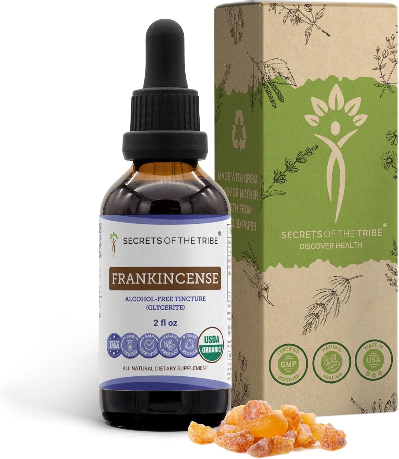 Secrets of the Tribe Frankincense Organic Alcohol-Free Extract, High-Potency Herbal Drops, 60 ml - görsel 1