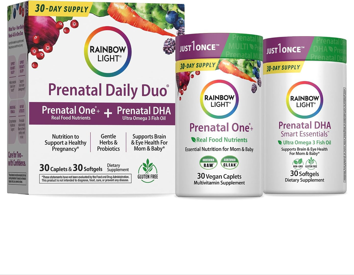 Rainbow Light Prenatal DHA Vitamins for Women - 30 Caplets & 30 Softgels - Omega-3 Fish Oil (DHA & EPA) - görsel 1